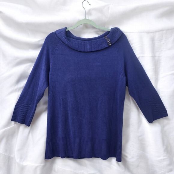 RQT Sweaters - RQT‎ Cowl Neck Knit Sweater 3/4 Sleeve Pullover Top Woman Extra Large Blue/Lilac